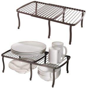 Adjustable Expandable Wire Metal Kitchen Cabinet Pantry Countertop Organizer Storage Shelf for Dishes Dinnerware Cookware