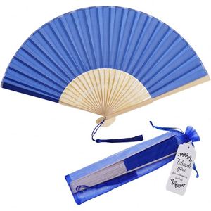 Precio de fábrica: Abanico de mano de tela de bambú de 21 cm (8 pulgadas) con estampado de seda blanca para novias, bodas, fiestas, regalo de empresa DIY barato, decoración. - Product Image 1