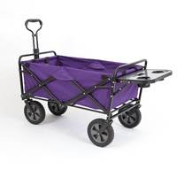Chariot de camping portable pliable pour pique-nique en plein air avec table latérale, roues pivotantes, poignée rétractable, 360 degrés, tout en acier