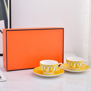Nouvelle conception, luxe nordique, ensemble de 2 tasses et soucoupes, tasse à café en porcelaine osseuse - Product Image 1