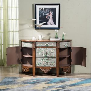 Консольный столик в стиле барокко для прихожей, с 2 дверями, <span class=keywords><strong>3</strong></span> ящиками и 1 полкой, резная ручная роспись, коричневый цвет для гостиной - Product Image 5