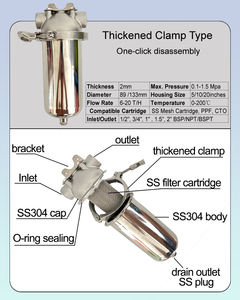 10 pollici singolo nucleo SS304 alloggiamento del filtro idraulico con 1/2 ", 3/4", 1 "interfaccia - Product Image 4