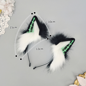 E0095 ikat kepala telinga hewan bulu palsu aksesori rambut telinga rubah gaya gelap Punk kepala telinga serigala properti Cosplay untuk Anime - Product Image 3
