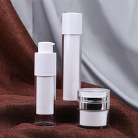 Flacon pompe airless blanc à double paroi pour sérum, huile et lotion, conteneur cosmétique vide rond carré, 15ml, 30ml, 50ml