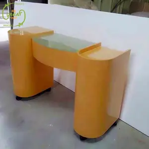 Большая фабрика Фошань, ультра роскошный винтажный желтый одинарный современный стационарный салонный стол для ногтей, Маникюрный Стол И Набор стульев