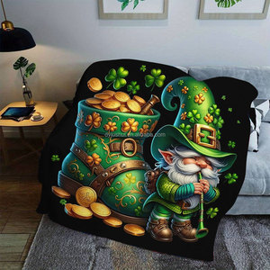 Lùn bốn lá cỏ ba lá flannel chăn vàng sáng tạo in phim hoạt hình trong nhà/ngoài trời phòng ngủ phòng khách văn phòng màu xanh lá cây - Product Image 2