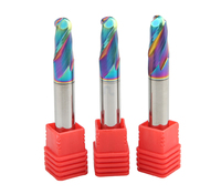 Fraise à queue sphérique en carbure monobloc à 2 cannelures, revêtement DLC 55HRC, gravée CNC, pour l'usinage de l'aluminium et du cuivre