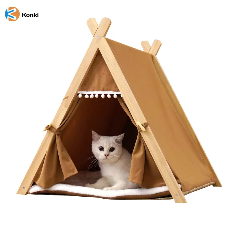 Vente en gros de fournitures pour animaux de compagnie Portable Pet Tipi Étanche Intérieur Camping Support Chien Chat Tente chien nids de chenil