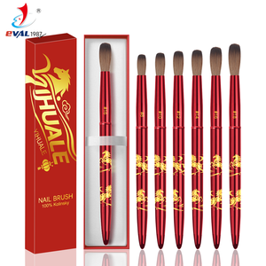 Pincel de Uñas Acrílicas 100% Pelo Kolinsky Puro con Mango Metálico Rojo, Pincel Profesional para Aplicación de Polvo Acrílico - Product Image 1