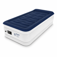 Matelas Gonflable Simple avec Pompe Intégrée, PVC Floqué, Structure Double Couche Ondulée, Portable pour Maison et Camping, OEM