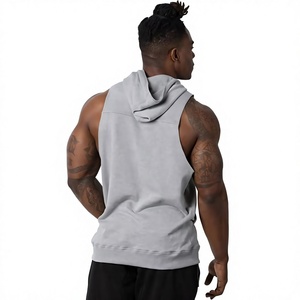 Débardeur de sport à capuche sans manches pour homme, idéal pour la gym et l'entraînement, vêtements de fitness, tenue de sport athlétique, fournisseur de logos personnalisés - Product Image 3