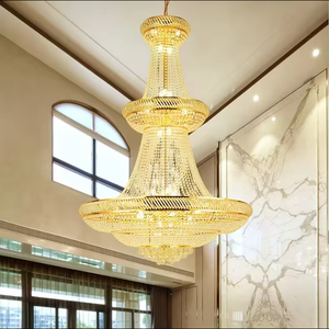 Offre Spéciale long escalier pendentifs lustres luxueux or grand plafonnier led lustre en cristal suspendu - Product Image 1