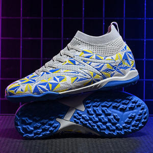 Chaussures de football originales, crampons hauts, confortables, respirantes et résistantes à l'usure, chaussures de football bleues - Product Image 1