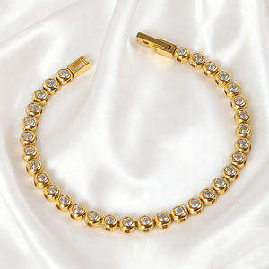 กำไลข้อมือดีไซน์เนอร์คุณภาพสูงยอดนิยม ชุบทอง 18k PVD สแตนเลสสตีลกันน้ำ ประดับอัญมณี 5 มม. สำหรับเป็นของขวัญ - Product Image 1