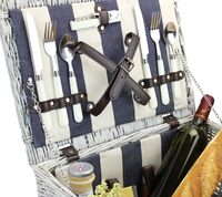 Panier de pique-nique en osier JY, petit et économique, avec couvercle en bois, panier-cadeau personnalisé, mini-ensemble pour 4 personnes, avec porte-vin en rotin
