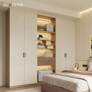 Sofeyia personalizable de madera blanca de 4 puertas armario moderno diseño coreano muebles de dormitorio para uso doméstico - Product Image 4