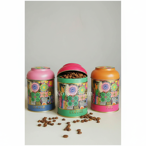 ชุดกระป๋องโลหะขนาด90x100มม. (ชุด3ชิ้น) พร้อมฝาโดมดีไซน์ดอกทานตะวัน - Product Image 2