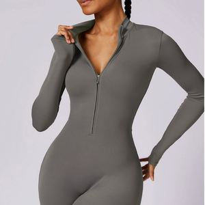 Nuevo Mono Deportivo de Manga Larga con Cierre, Leggings de Alta Resistencia para Fitness, Gimnasio, Yoga, para Mujer - Product Image 5