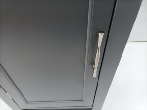 가구 욕실, 3 단 선반 및 도어 오거나이저가있는 나무 키가 큰 독립형 캐비닛-회색 - Product Image 4