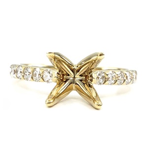 Hong Kong Drop Shipping Bonne qualité 14k or jaune massif véritable diamant Solitaire 2ct Centre Semi Mount bague de fiançailles pour les femmes - Product Image 1