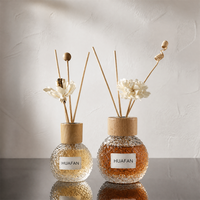 Bouteille diffuseur de parfum en verre rond gaufré élégante de 100 ml et 200 ml, récipient décoratif vide pour la maison, logo personnalisé