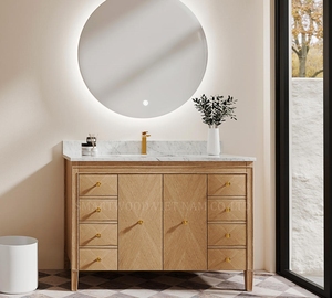 Mueble de Baño Clásico Resistente al Agua con Lavabo de Porcelana y Cajones de Cierre Suave para Uso en Hoteles - Product Image 5