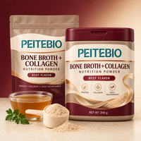 Poudre nutritive de bouillon d'os au collagène PEITEBIO avec protéines et nutrition quotidienne, saveur bœuf, 200g