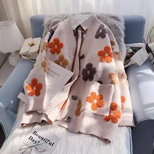 Femmes 2024 automne hiver <span class=keywords><strong>laine</strong></span> Cardigan chandails gros tricot à manches longues bouton <span class=keywords><strong>veste</strong></span> - Product Image 2