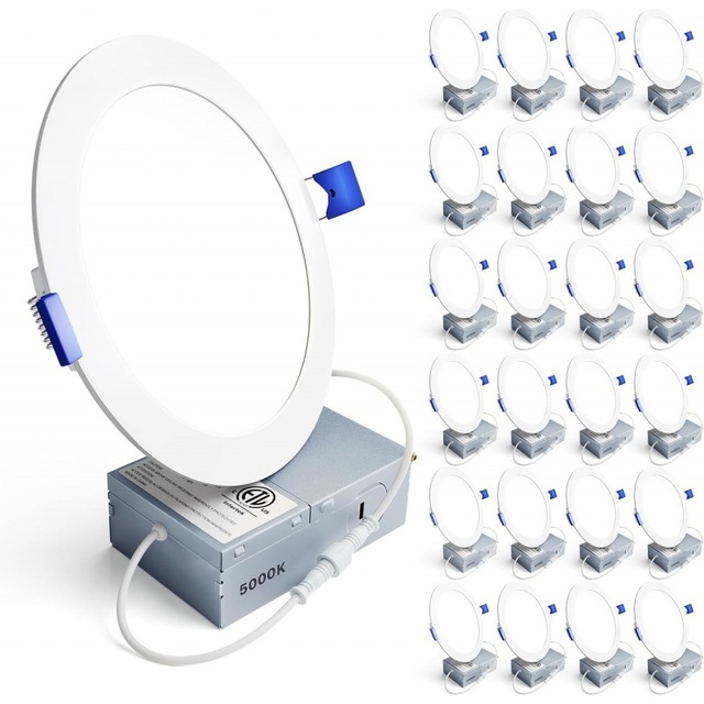 4 6 Inch LED Recessed Ceiling Light Dimmable 5CCT 9W 12W ETL Ultra-Thin Canless Wafer Downlight for Bathroom Kitchen