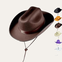 Vintage Western Jazz Winter Wide Brim Fedora Pink Cowgirl Hat para niños y niños Deportes e informal Uso al aire libre con cuerda