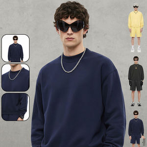 Conjunto de Sudadera <span class=keywords><strong>y</strong></span> Pantalones Cortos de Felpa para Hombre, Estilo Americano, Cuello <span class=keywords><strong>Medio</strong></span> Alto, Corte Recto <span class=keywords><strong>y</strong></span> Holgado - Product Image 3