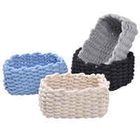 Lot de 3 paniers de rangement en rotin naturel faits à la main, tissés en paille souple, rectangulaires, pour l'organisation de bureau, boîtes décoratives en corde de papier, décoration intérieure