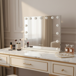 Miroir Hollywood Rectangulaire à Luminosité Réglable et Écran Tactile, Miroir de Maquillage à LED avec Ampoules pour Coiffeuse - Product Image 1