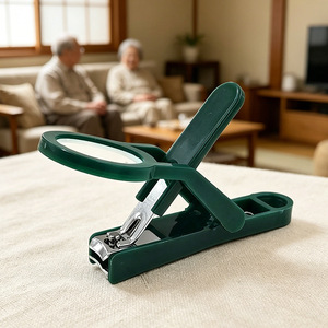 Magnifying Glass Nail Clippers Dark Green Wide Jaw Opening Portable Pedicure Tool For Seniors - Product Image 4