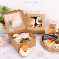 Cajas Pequeñas de Papel Kraft Marrón con Ventana de 6x6x3 Pulgadas para Pasteles, Chocolate, Macarons, Cupcakes, Golosinas, Donuts
