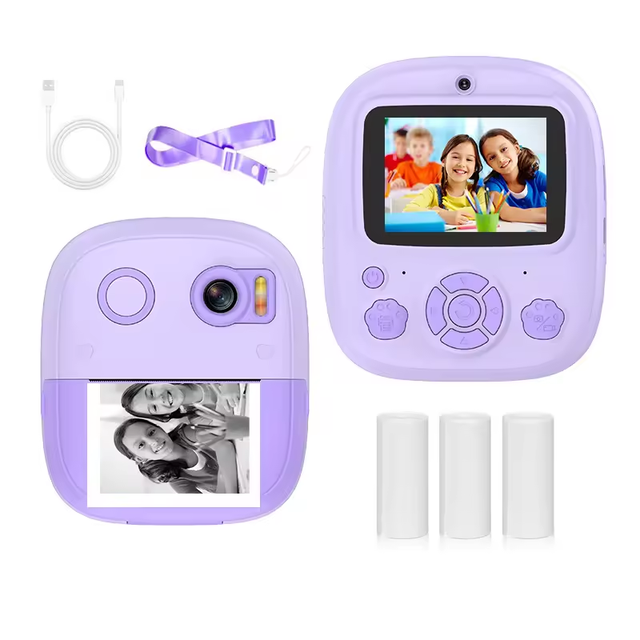 Instant Print Camera for Kids Christmas Birthday Gifts 2.4 Inch Screen 1080P Video Digital Camera Toys with 3 Rolls Print Paper