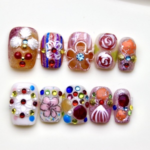 <span class=keywords><strong>Uñas</strong></span> Postizas <span class=keywords><strong>Cortas</strong></span> Cuadradas de Alta Calidad al por Mayor, 10 Piezas, con Diseños Esculpidos en 3D, Hechas a Mano, para Mujer - Product Image 3