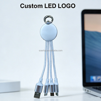 Kabel Pengisi Daya Portabel 3 in 1 Promosi Hadiah Perusahaan Bisnis, 5V/2A, Nylon, Custom Logo