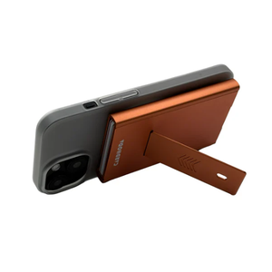 Cardhoda Aluminum <b>Card</b> <b>Holder</b> <b>Wallet</b> Stand for Phone Minimalist Design Orange Color 6 Inch Metal Case with Pop-Up Support - Product Image 3