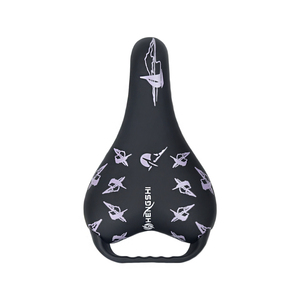 Asiento de <span class=keywords><strong>Bicicleta</strong></span> Negro Estampado al por Mayor, 24x14cm, 361g, de Cuero PVC con Agarre Trasero y Abrazadera de Riel de Acero - Product Image 1