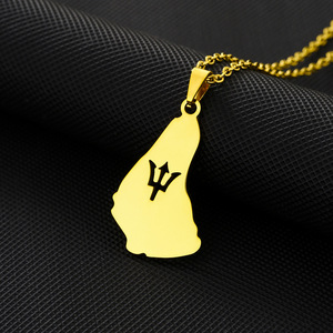 Collar con Colgante <span class=keywords><strong>de</strong></span> la <span class=keywords><strong>Isla</strong></span> <span class=keywords><strong>de</strong></span> Barbados en Acero Inoxidable, Estilo Étnico, Accesorio <span class=keywords><strong>de</strong></span> Cadena para Suéter <span class=keywords><strong>de</strong></span> Lujo Ligero para Mujer, Diseño Único - Product Image 4