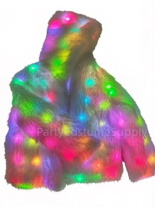 เสื้อแจ็คเก็ตขนเฟอร์เทียม Luwint สำหรับผู้หญิง พร้อมไฟ LED กระพริบ  ฮู้ด<span class=keywords><strong>ขน</strong></span>เฟอร์หนานุ่ม  ชุดแฟชั่นสำหรับงานปาร์ตี้ - Product Image 4