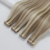 Extensions de cheveux vierges humains blonds européens de haute qualité 2026, double trame plate, teintes, invisibles, à bandes adhésives, douces et brillantes