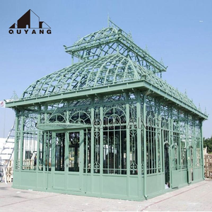 Invernadero de Vidrio Estilo Victoriano Grande para Exteriores QUYANG, Invernadero de Hierro Forjado Blanco para Exhibición de Plantas de Jardín - Product Image 4