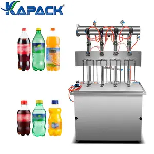 KAPACK 2023 New Design Pneumatic Four Head Equal Pressure Carbonated Beverage Filling Machine Drink Filler