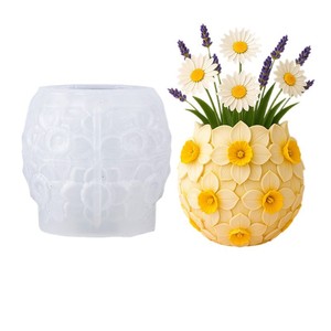 Moule en silicone pour <span class=keywords><strong>pot</strong></span> <span class=keywords><strong>de</strong></span> fleurs en résine à motif floral en relief, moule 3D pour fleurs en béton, pour pots en résine DIY, moule pour vase, pour porte-bougie, boîte <span class=keywords><strong>de</strong></span> rangement - Product Image 1