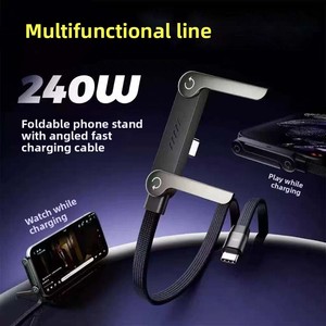 <span class=keywords><strong>Cable</strong></span> <span class=keywords><strong>2</strong></span> en 1 Chargestand, <span class=keywords><strong>Cable</strong></span> de Carga Rápida PD3.0 Portátil Trenzado de 240w con Soporte para Teléfono Integrado, Plegable Plano Invisible - Product Image 6