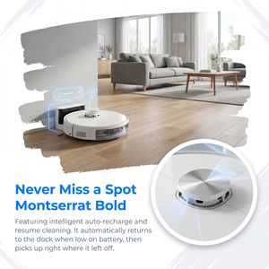 QV8 Robot Vacuum Cleaner with Self-<b>Cleaning</b> Station, Auto Dust Disposal, LDS SLAM Navigation, 2500Pa Strong Suction, Smart App - Product Image 5