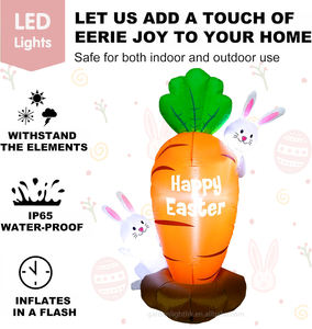 Décoration gonflable de Pâques de 1,5 m - Carotte gonflable lumineuse avec lapins mignons pour la décoration de jardin, pelouse, patio et fêtes - Product Image 6