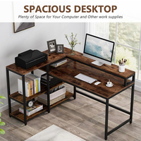 Bureau d'angle moderne et durable en bois massif pour le bureau à domicile avec étagères de rangement